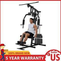 Multifunctional Workout Station with 100LBS Weight Stack for Home Gym Equipment